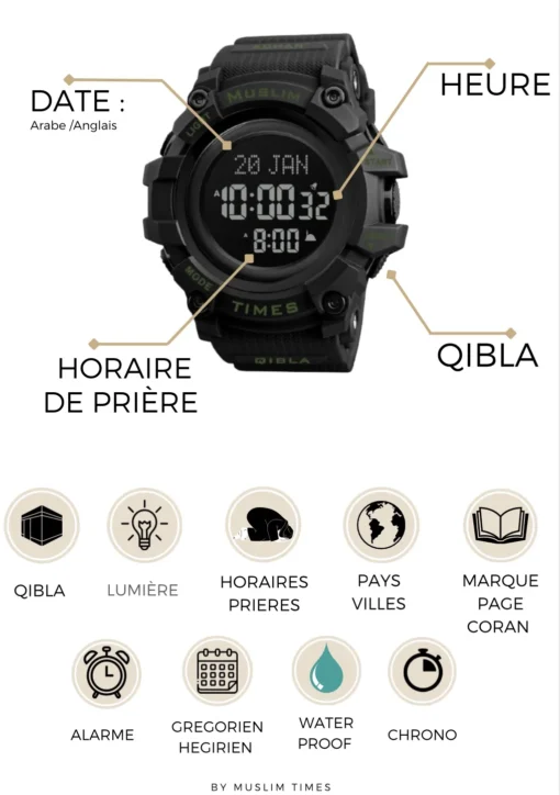 montre musulman priere qibla